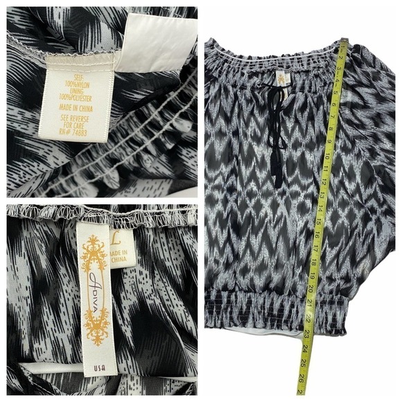 ADIVA Aztec Printed Tassel Tie Peasant Blouse - Picture 10 of 10